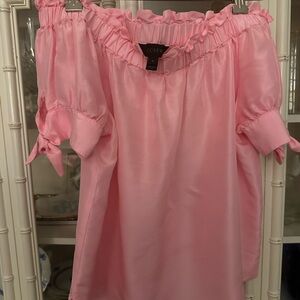Pink J Crew Silk Top Off The Shoulder Size 4